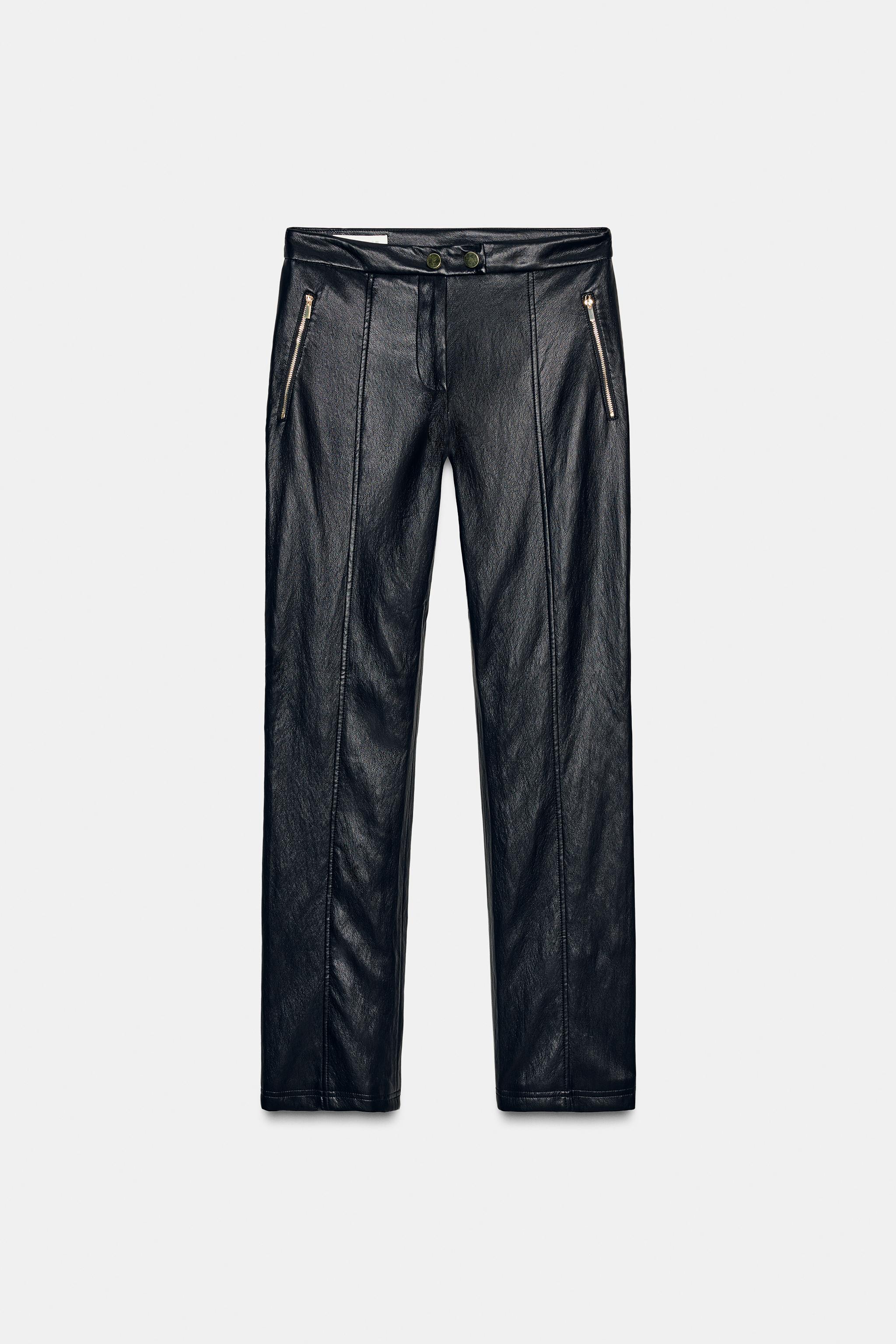 FAUX LEATHER FLARE PANTS